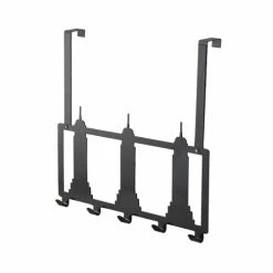 Compactor Portemanteaux Et Patères Patère De Porte 5 Crochets En Métal Noir