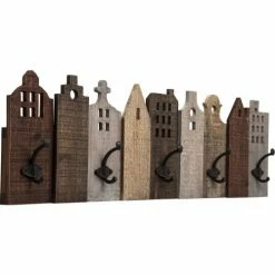 Kare Design Portemanteaux Et Patères Patère Maisons Cinq Crochets En Sapin -Meubles d'appoint Soldes patere maisons cinq crochets en sapin 3