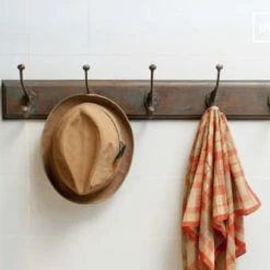 PIB Portemanteaux Et Patères Patère Murale Patinée En Bois Marron -Meubles d'appoint Soldes patere murale patinee en bois marron 1