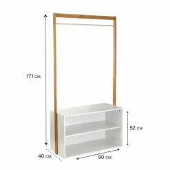 Casâme Meubles D'entrée Et à Chaussures Penderie D'entrée Avec Rangement - Blanche Et Marron -Meubles d'appoint Soldes penderie d entree avec rangement blanche et marron 2