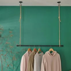 Mob In Valets De Nuits Et Portants Penderie Suspendue En Corde Et Métal Noir -Meubles d'appoint Soldes penderie suspendue en corde et metal noir 2