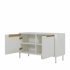 Tenzo Meubles D'entrée Et à Chaussures Petit Meuble De Rangement En Bois 2 Portes L94cm Blanc -Meubles d'appoint Soldes petit meuble de rangement en bois 2 portes l94cm blanc 4