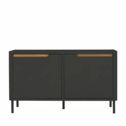 Tenzo Meubles D'entrée Et à Chaussures Petit Meuble De Rangement En Bois 2 Portes L94cm Gris Anthracite -Meubles d'appoint Soldes petit meuble de rangement en bois 2 portes l94cm gris anthracite 4