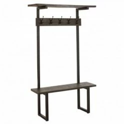 Meubles & Design Valets De Nuits Et Portants Portant D'entrée Avec Banc En Bois Massif