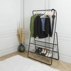 Toilinux Valets De Nuits Et Portants Portant Pour Vêtement En Métal Noir -Meubles d'appoint Soldes portant pour vetement en metal noir 1