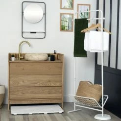 Urban Meuble Valets De Nuits Et Portants Portant Vêtement Porte-serviette Moderne Et élégant Blanc -Meubles d'appoint Soldes portant vetement porte serviette moderne et elegant blanc 2