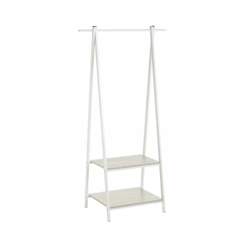 Wadiga Portemanteaux Et Patères Portant Vêtements Bois Et Métal Blanc - 55x45x150cm 3 Wadiga Portemanteaux Et Patères Portant Vêtements Bois Et Métal Blanc - 55x45x150cm