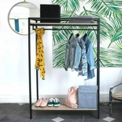 Mob In Valets De Nuits Et Portants Portant Vêtements Bois Et Métal L110 X H160 Cm -Meubles d'appoint Soldes portant vetements bois et metal l110 x h160 cm 1