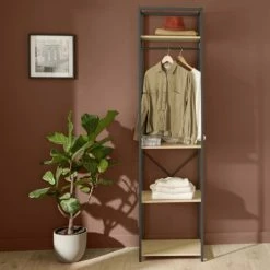 Mob In Valets De Nuits Et Portants Portant Vêtements En Bois Et Métal NOIR L50 X H200cm