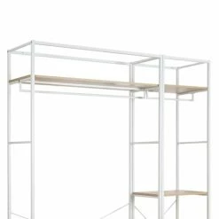 Mob In Valets De Nuits Et Portants Portants Vêtements En Bois Et Métal Blanc - Lot De 2 -Meubles d'appoint Soldes portants vetements en bois et metal blanc lot de 2 2