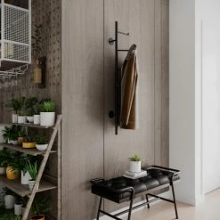 Potiron Paris Portemanteaux Et Patères Porte-manteau Mural En Métal, Coloris Noir -Meubles d'appoint Soldes porte manteau mural en metal coloris noir 2