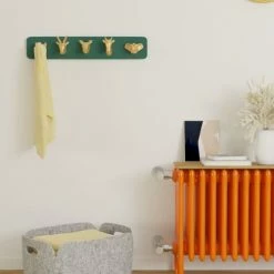 Nouveaux produits -Meubles d'appoint Soldes porte manteau mural vert 5 pateres dorees 1