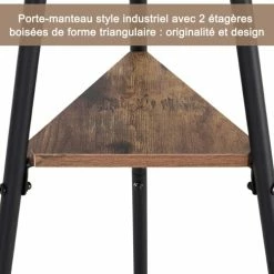 Homcom Portemanteaux Et Patères Porte-manteau Trépied Style Industriel Branches + 2 étagères 11 Homcom Portemanteaux Et Patères Porte-manteau Trépied Style Industriel Branches + 2 étagères -Meubles d'appoint Soldes porte manteau trepied style industriel branches 2 etageres 3