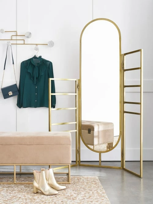 Maisons Du Monde Valets De Nuits Et Portants Porte-serviettes En Métal Doré Avec Miroir 6 Maisons Du Monde Valets De Nuits Et Portants Porte-serviettes En Métal Doré Avec Miroir – Image 4