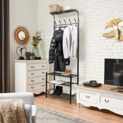 Compactor Valets De Nuits Et Portants Porte Vêtements En Métal Noir H191cm -Meubles d'appoint Soldes porte vetements en metal noir h191cm 5