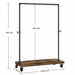 Calicosy Valets De Nuits Et Portants Porte-vêtements Sur Roues Avec Tuyaux Industriels En Métal Noir -Meubles d'appoint Soldes porte vetements sur roues avec tuyaux industriels en metal noir 2