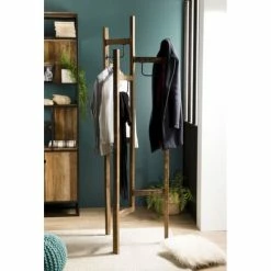 MACABANE Portemanteaux Et Patères Portemanteau 3 Ventaux En Teck Recyclé Et Métal -Meubles d'appoint Soldes portemanteau 3 ventaux en teck recycle et metal 1