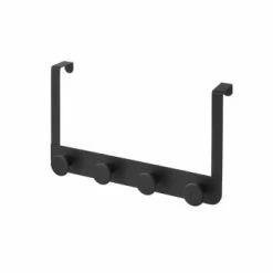 Wadiga Portemanteaux Et Patères Portemanteau De Porte 4 Crochets En Métal Et ABS Blanc 35x8,5x20cm -Meubles d'appoint Soldes portemanteau de porte 4 crochets en metal et abs noir 35x8 5x20cm