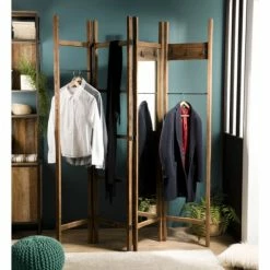 Nouveaux produits -Meubles d'appoint Soldes portemanteau pliable 4 ventaux en teck recycle 1