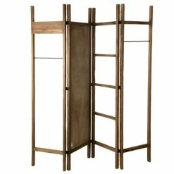 MACABANE Portemanteaux Et Patères Portemanteau Pliable 4 Ventaux En Teck Recyclé -Meubles d'appoint Soldes portemanteau pliable 4 ventaux en teck recycle 2