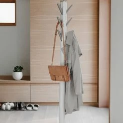 Umbra Portemanteaux Et Patères Portemanteau Sur Pied En Bois, 9 Crochets Métal, Blanc -Meubles d'appoint Soldes portemanteau sur pied en bois 9 crochets metal blanc 2