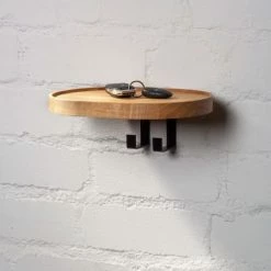 WOODEK Portemanteaux Et Patères Portemanteaux Mural Avec 2 Patères En Chêne Massif Huilé -Meubles d'appoint Soldes portemanteaux mural avec 2 pateres en chene massif huile 2