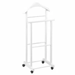 Altobuy Valets De Nuits Et Portants Valet De Nuit Blanc Sur Roulettes -Meubles d'appoint Soldes valet de nuit blanc sur roulettes 3