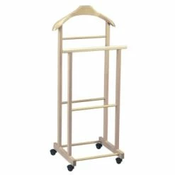 Altobuy Valets De Nuits Et Portants Valet De Nuit Blanc Sur Roulettes -Meubles d'appoint Soldes valet de nuit naturel sur roulettes