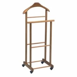 Altobuy Valets De Nuits Et Portants Valet De Nuit Naturel Sur Roulettes -Meubles d'appoint Soldes valet de nuit sur roulettes 5