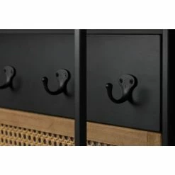 Dutchbone Portemanteaux Et Patères Vestiaire D'entrée Avec Miroir En Métal Et Cannage -Meubles d'appoint Soldes vestiaire d entree avec miroir en metal et cannage 3