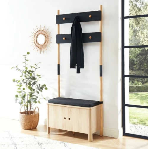 Baita Meubles D'entrée Et à Chaussures Vestiaire D'entrée Effet Chêne Et Gris H185cm Bois Et Gris 4 Baita Meubles D'entrée Et à Chaussures Vestiaire D'entrée Effet Chêne Et Gris H185cm Bois Et Gris – Image 2