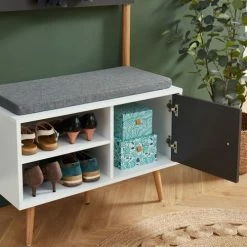 Baita Meubles D'entrée Et à Chaussures Vestiaire D'entrée Gris Et Blanc H180cm -Meubles d'appoint Soldes vestiaire d entree gris et blanc h180cm 5