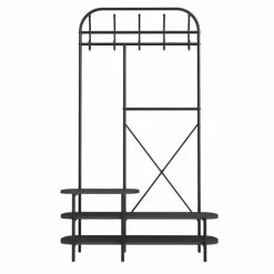 Nordlys Portemanteaux Et Patères Vestiaire D'entrée Style Industriel Avec Plateaux En Bois Noir